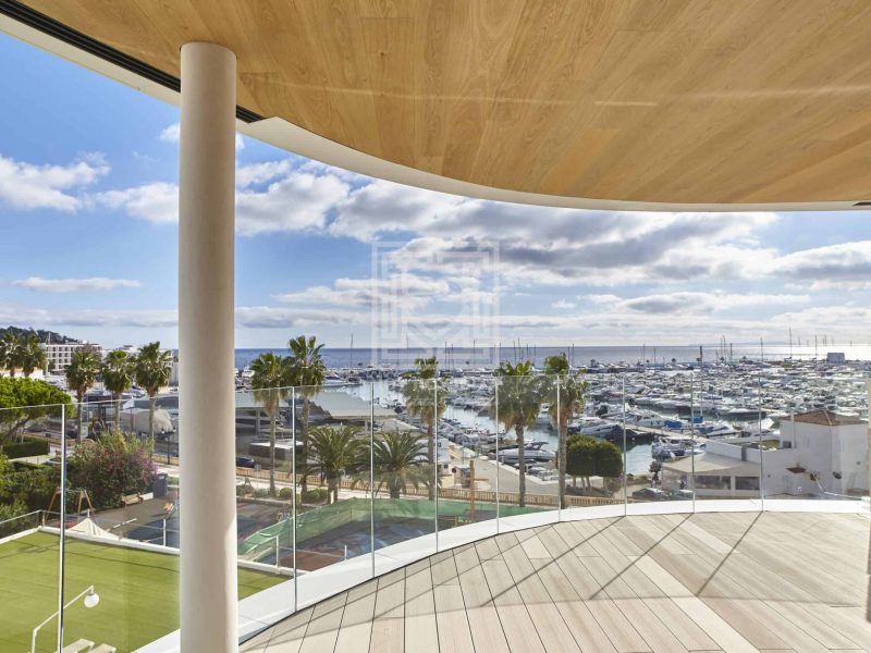 Private terrace overlooking Santa Eulària marina and the Mediterranean Sea