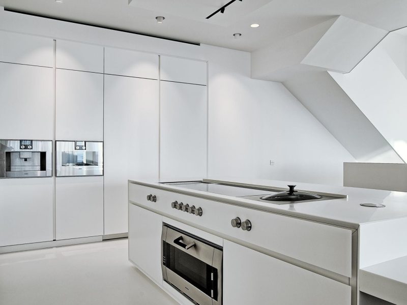 Modern kitchen island in a contemporary Can Furnet villa