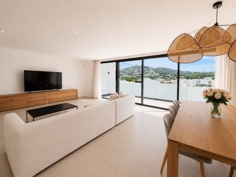 Bright contemporary living room in modern Ibiza Town townhouse