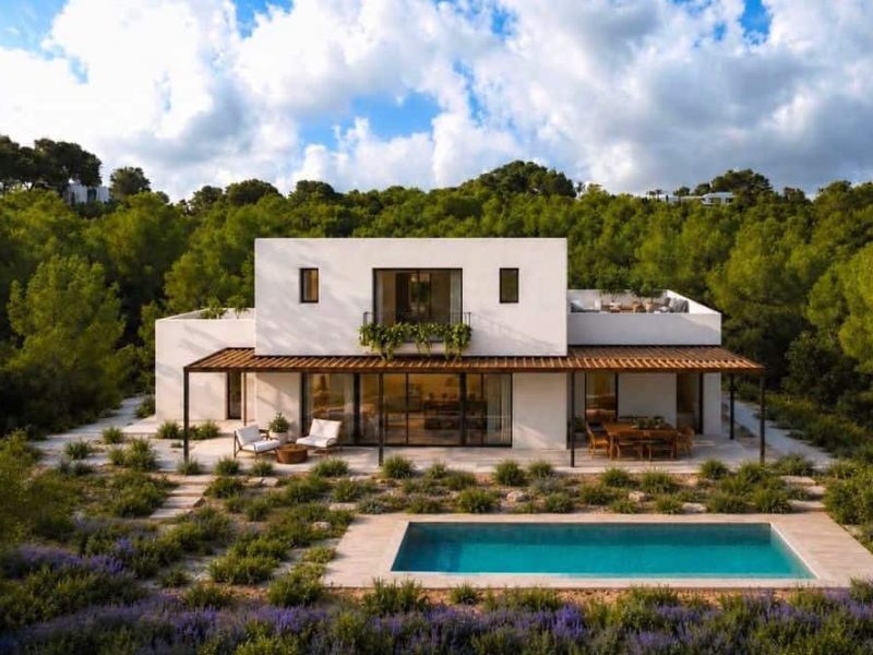 Sea-view villa with private pool and Mediterranean garden in Benimussa, Ibiza