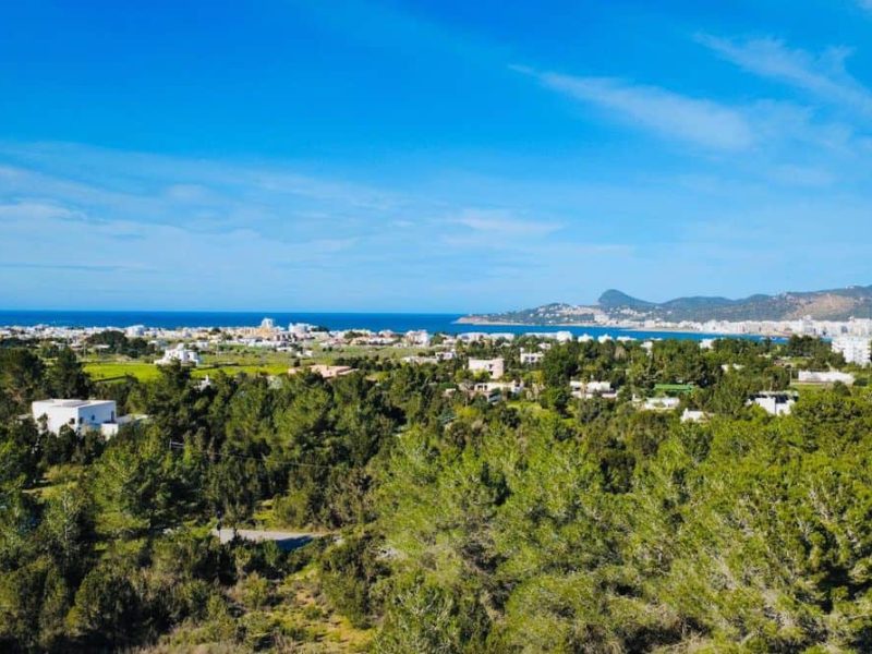 Panoramic sea view from the Benimussa countryside in Ibiza