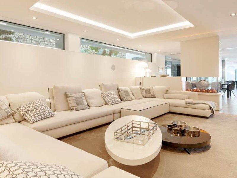 Spacious contemporary lounge in luxury villa in Siesta, Ibiza