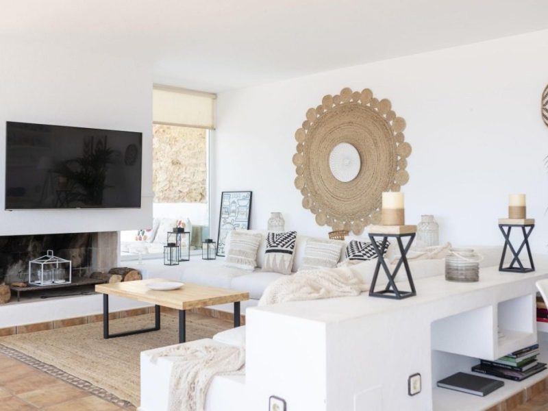 3 Bedroom Villa with Tourist Licence in Roca Llisa Living room with fireplace, 3 Bedroom Villa with Tourist Licence in Roca Llisa