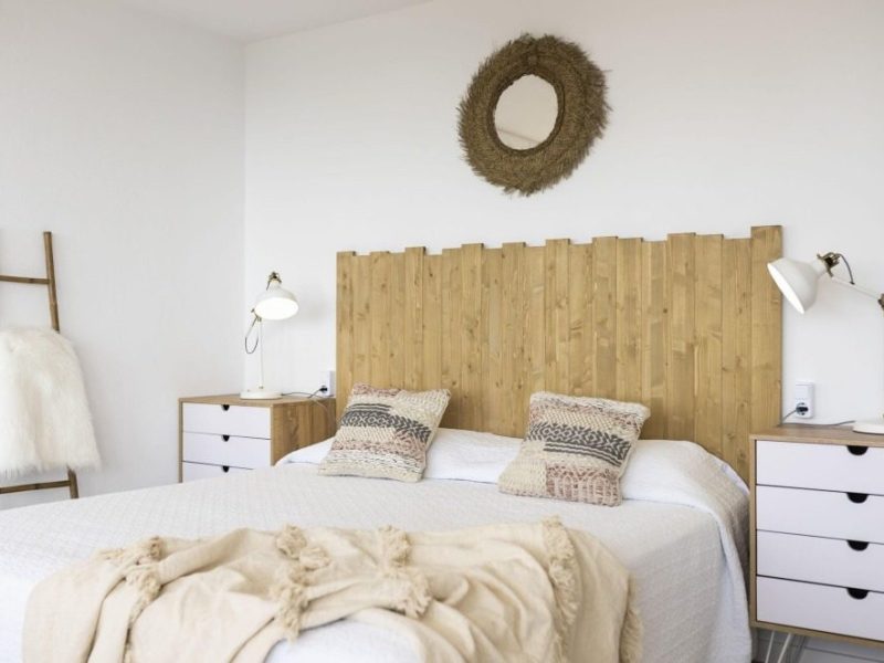 3 Bedroom Villa with Tourist Licence in Roca Llisa Bedroom wood headboard, 3 Bedroom Villa with Tourist Licence in Roca Llisa