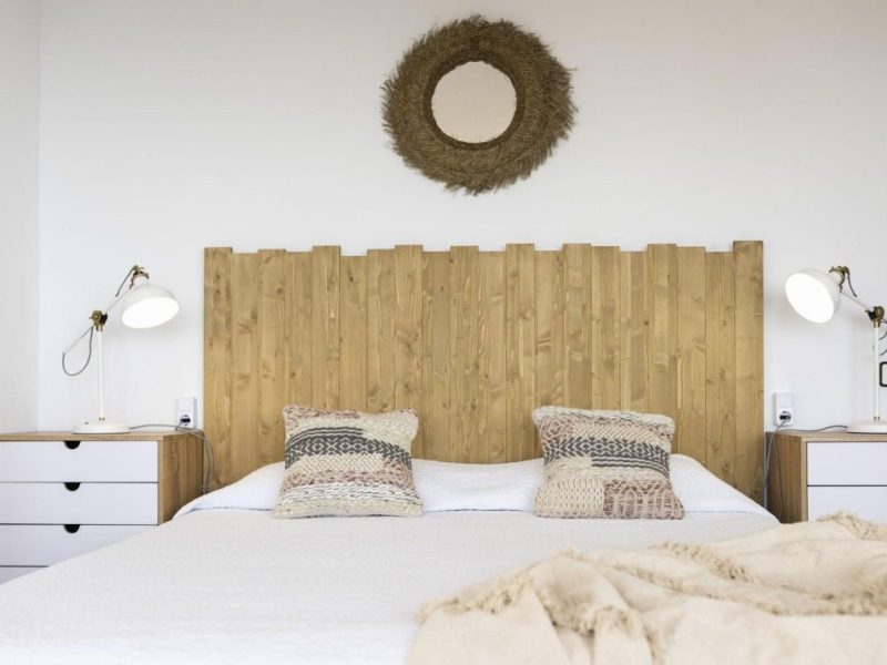 3 Bedroom Villa with Tourist Licence in Roca Llisa Bedroom wood headboard alt, 3 Bedroom Villa with Tourist Licence in Roca Llisa