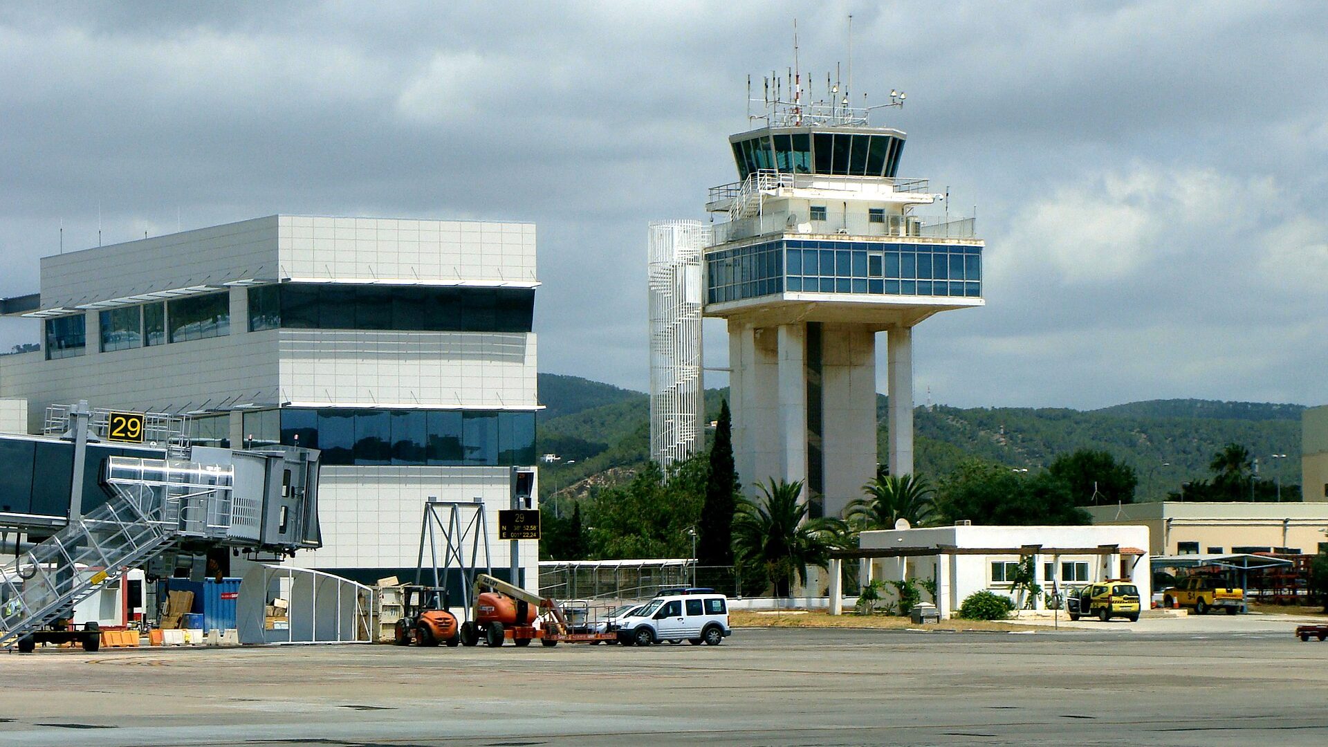 The terminal and control tower at Ibiza airport The terminal and control tower at Ibiza airport
