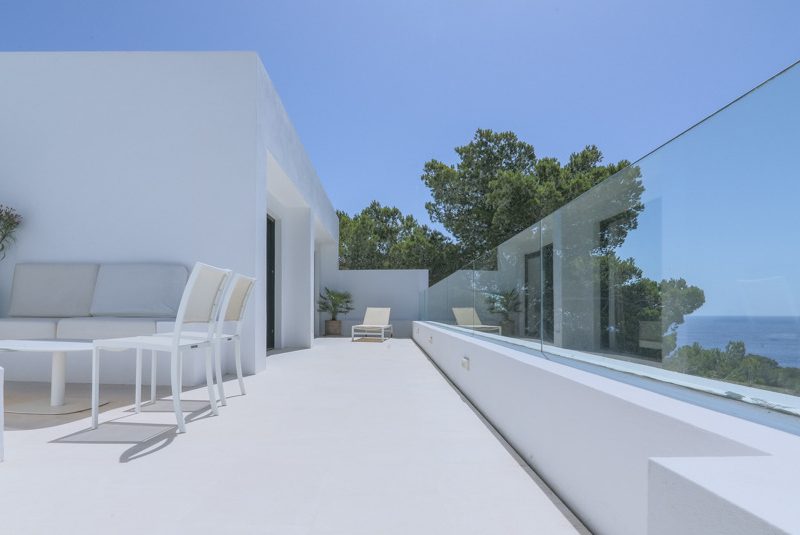 Pool terrace sea view at Roca Llisa, Ibiza