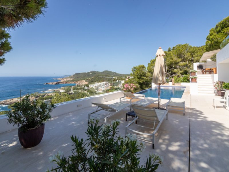 Upper terrace sea view at Roca Llisa, Ibiza