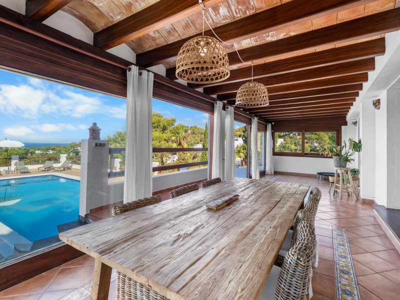 Villa covered dining terrace pool at Sant Antoni de Portmany, Ibiza Villa covered dining terrace pool at Sant Antoni de Portmany, Ibiza