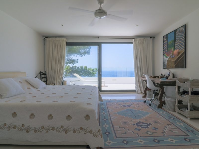 Master bedroom sea view at Roca Llisa, Ibiza
