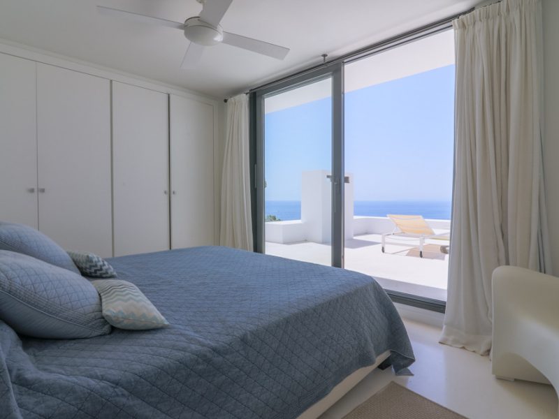 Bedroom sea view at Roca Llisa, Ibiza